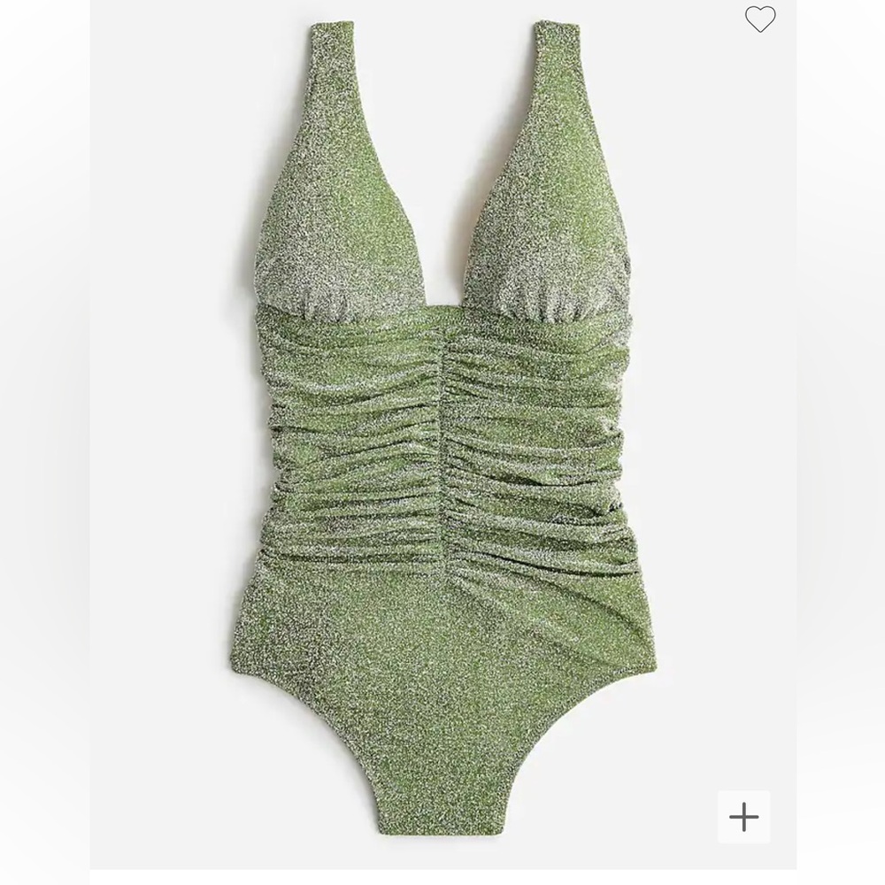 Sparkle ruched plunge one-piece